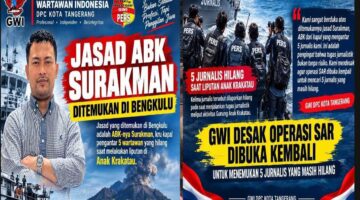 Duka Mengalir untuk Surakman, GWI Kota Tangerang Ketuk Pintu Basarnas Lanjutkan Pencarian Lima Jurnalis