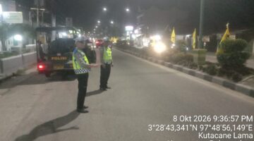 Polantas Aceh Hadir di Malam Hari, Satlantas Polres Aceh Tenggara Jaga Kelancaran Arus Lalu Lintas